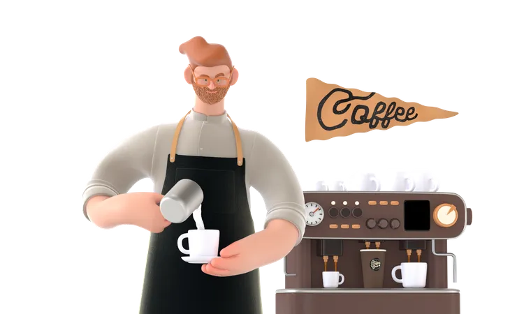 Kaffeemaschine macht Kaffee  3D Illustration