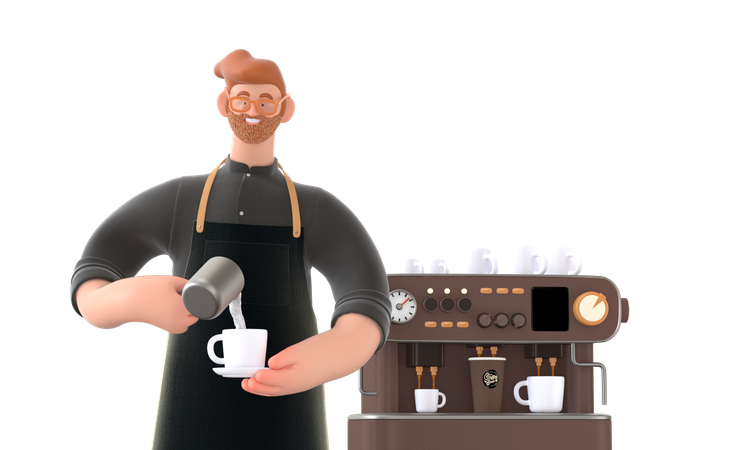 Kaffeemaschine macht Kaffee  3D Illustration