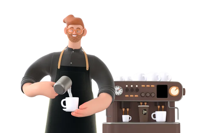 Kaffeemaschine macht Kaffee  3D Illustration