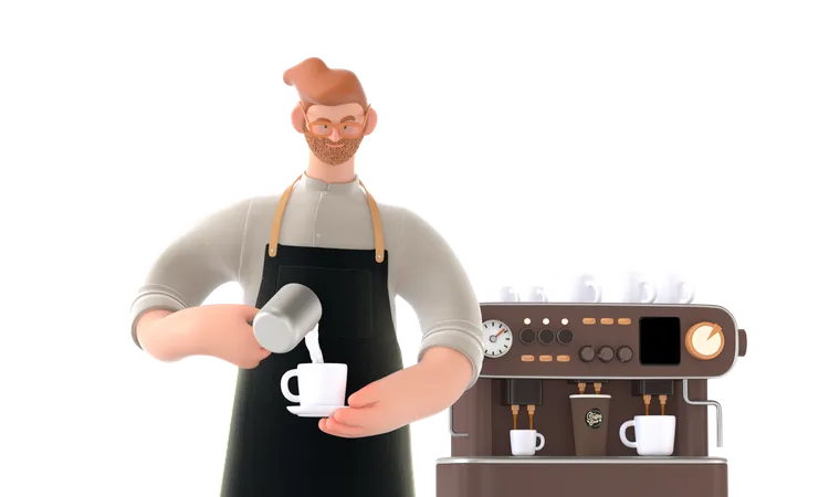 Kaffeemaschine macht Kaffee  3D Illustration