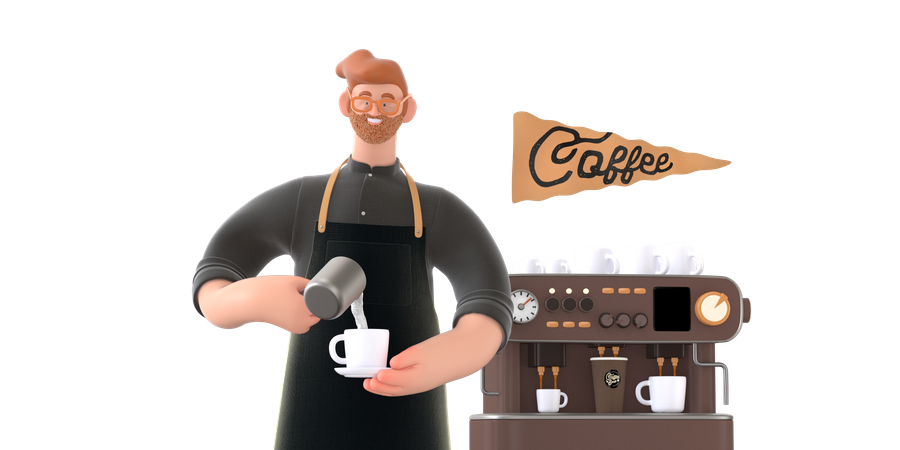 Kaffeemaschine macht Kaffee  3D Illustration