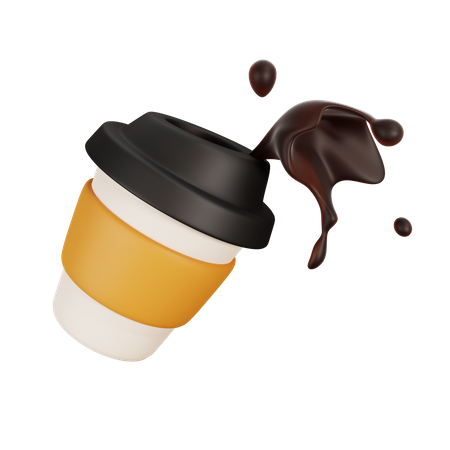 Kaffeespritzer in einer Pappkaffeetasse  3D Illustration