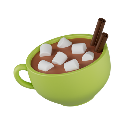 Kaffeetasse mit Marshmallows und Zimt  3D Icon