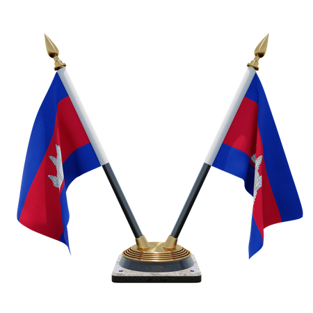 Doppelter Tischflaggenständer für Kambodscha  3D Flag