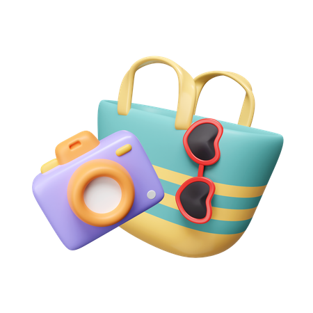 Kamera mit Picknicktasche  3D Icon