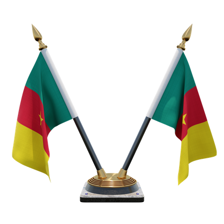 Kamerun Doppelter (V) Tischflaggenständer  3D Icon