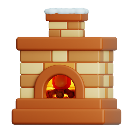 Kamin mit Schornstein  3D Icon