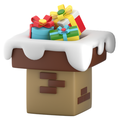 Kamin und Geschenkbox  3D Icon