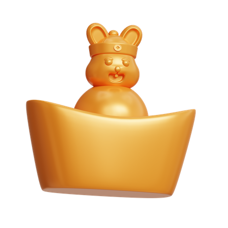 Kaninchen-Goldbarren  3D Icon