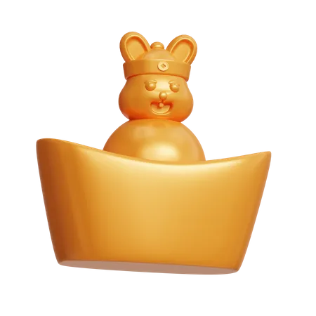 Kaninchen-Goldbarren  3D Icon