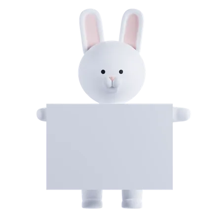 Kaninchen hält Plakat  3D Illustration