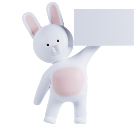 Kaninchen hält Plakatpapier  3D Illustration
