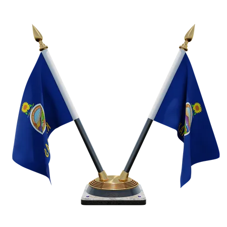 Doppelter Tischflaggenständer von Kansas  3D Flag