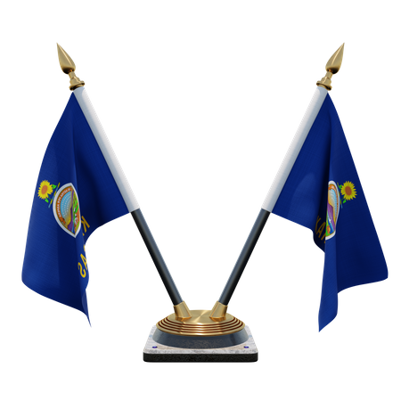 Support de drapeau à double bureau du Kansas  3D Flag