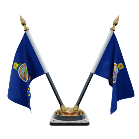 Kansas Double Desk Flag Stand  3D Flag