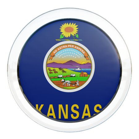 Kansas Flag Glass  3D Illustration