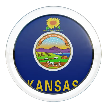 Kansas Flag Glass  3D Illustration
