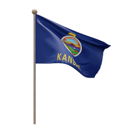 Kansas Flag Pole  3D Flag