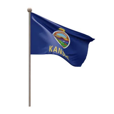 Kansas Flag Pole  3D Illustration