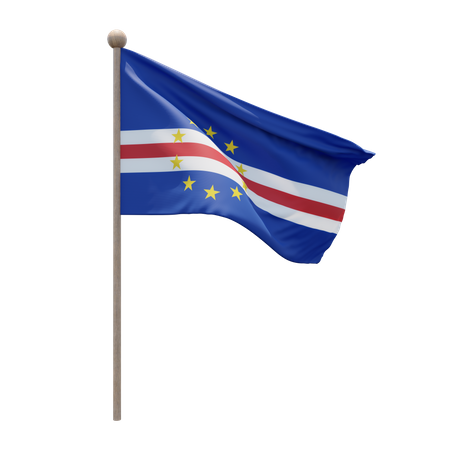 Kap Verde Fahnenmast  3D Flag