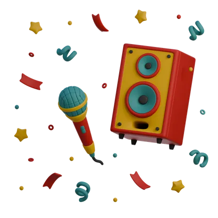 3 D Icon Of Mic And Speaker 3D Icon