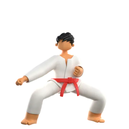 Karate Ready To Fight In Tournament  3D Illustration