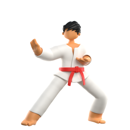 Karate-Spieler bereit zu kämpfen  3D Illustration