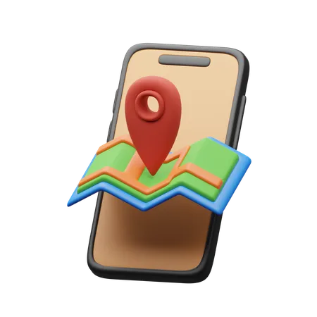 Karte auf dem Telefon  3D Icon