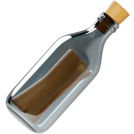 Karte in der Flasche  3D Icon