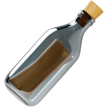 Karte in der Flasche  3D Icon