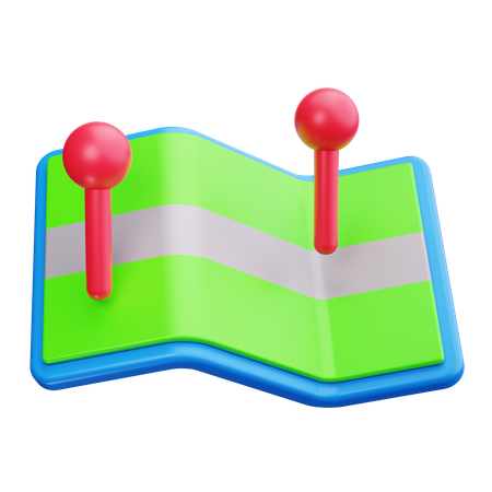 Karte mit Route  3D Icon