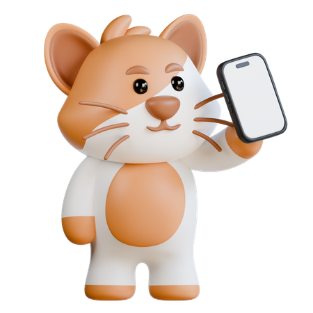 Katze bringt Smartphone mit  3D Illustration