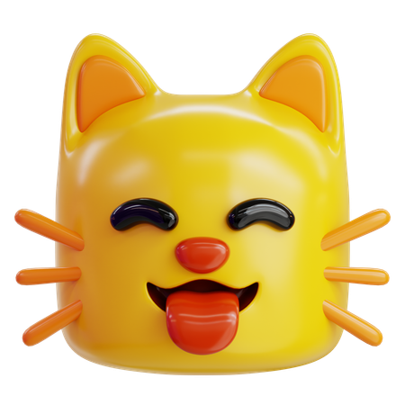 Katze mit rausgestreckter Zunge  3D Icon
