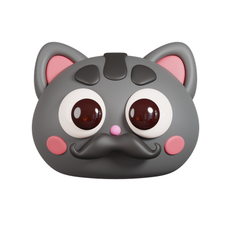 Katze mit Schnurrbart  3D Emoji