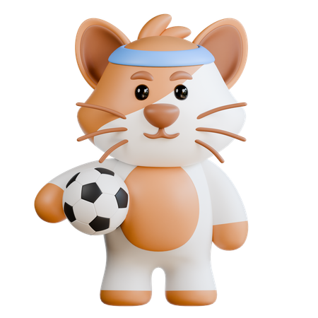 Katzenfußball  3D Illustration