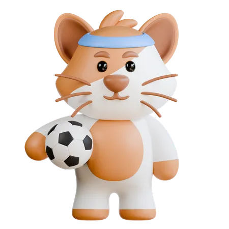 Katzenfußball  3D Illustration