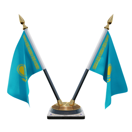 Soporte para bandera de escritorio doble (V) de Kazajstán  3D Icon