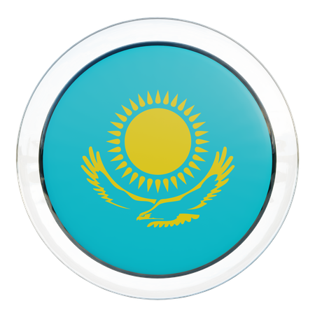 Kazakhstan Flag Glass  3D Illustration