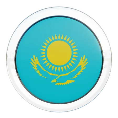 Kazakhstan Flag Glass  3D Illustration