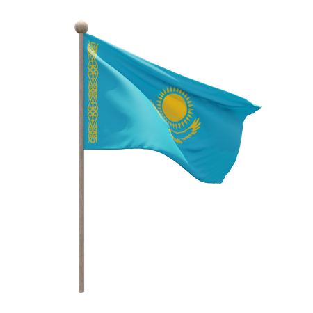Kazakhstan Flag Pole  3D Flag