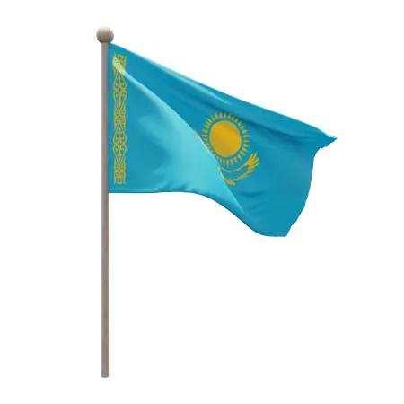Kazakhstan Flag Pole  3D Illustration