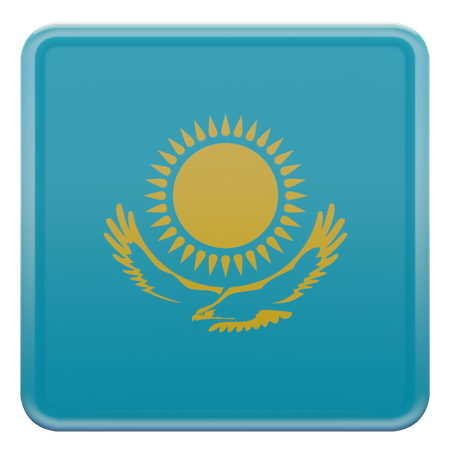 Kazakhstan Square Flag  3D Icon