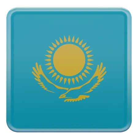 Kazakhstan Square Flag  3D Icon