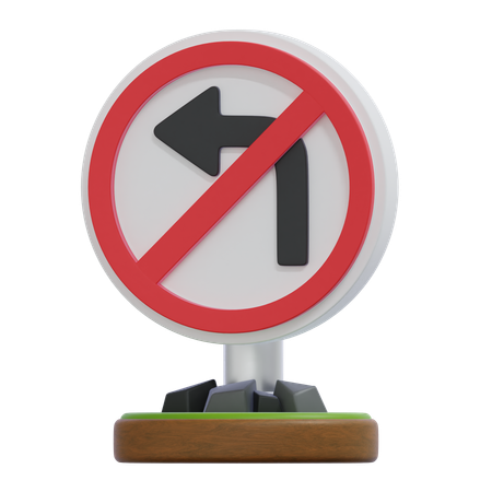 Kein Linksabbiegen-Schild  3D Icon