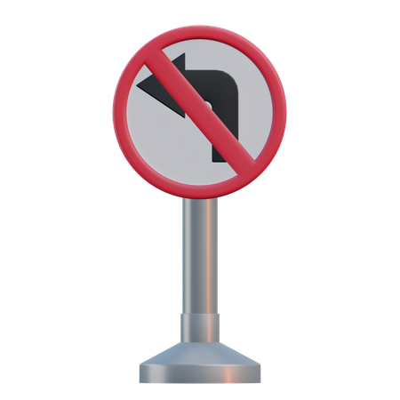 Kein Linksabbiegen-Schild  3D Icon