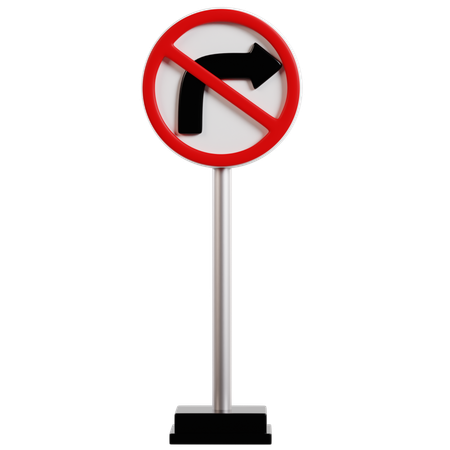 Kein Rechtsabbiegen-Schild  3D Icon