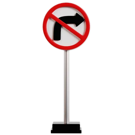 Kein Rechtsabbiegen-Schild  3D Icon