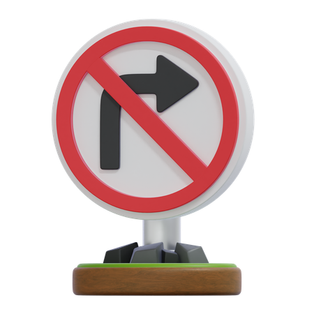 Kein Rechtsabbiegen-Schild  3D Icon