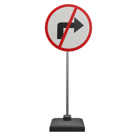 Kein Rechtsabbiegen-Schild  3D Icon