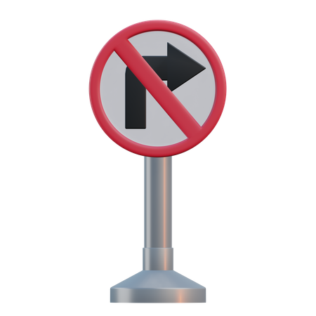 Kein Rechtsabbiegen-Schild  3D Icon